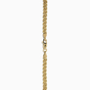 The 14K Yellow Gold Double Row Rope Chain with Round Tube Necklace is displayed against a white background.