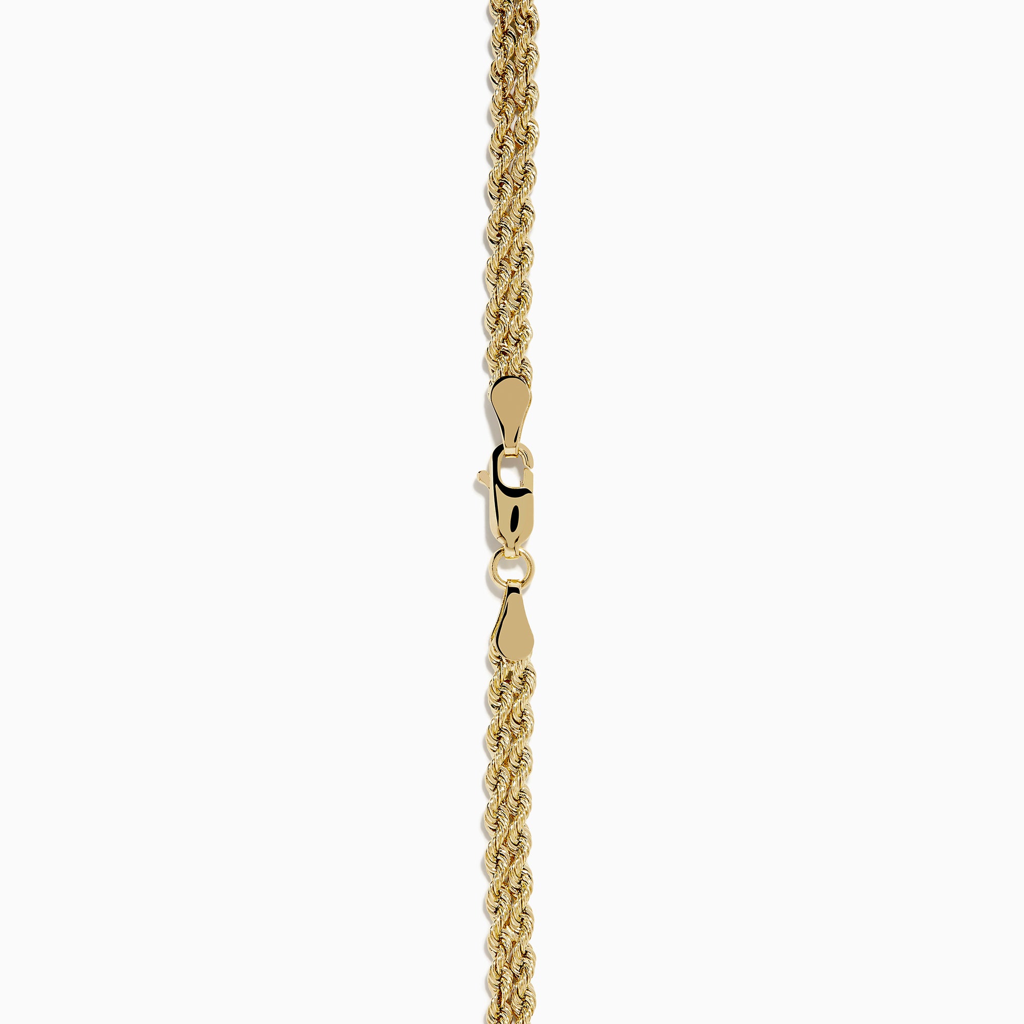 The 14K Yellow Gold Double Row Rope Chain with Round Tube Necklace is displayed against a white background.