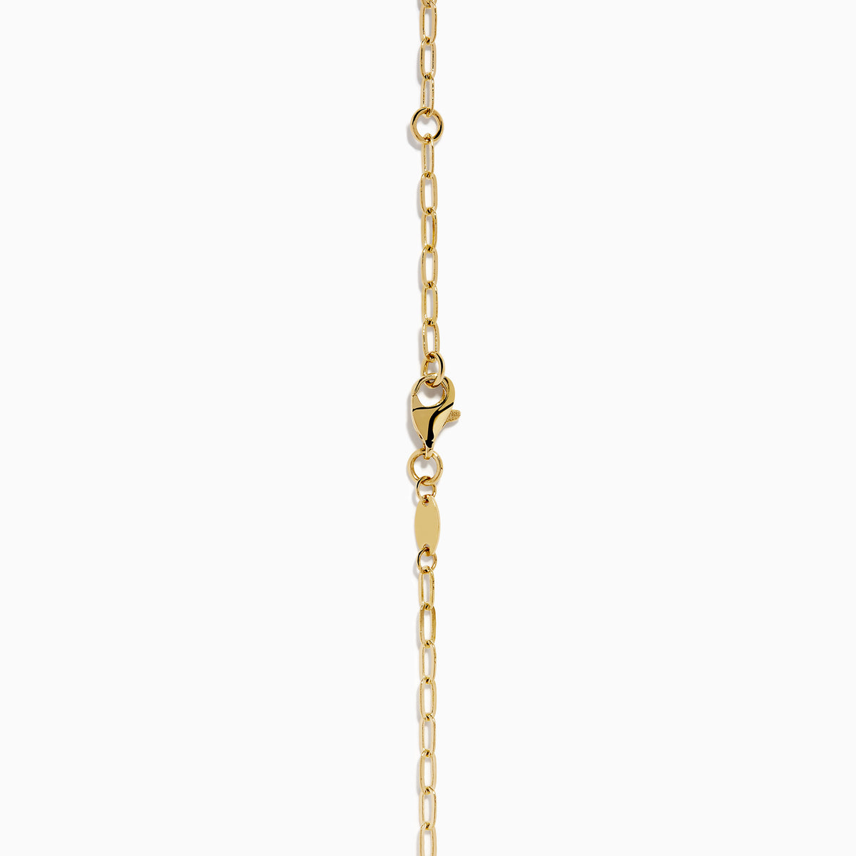 The 14K Yellow Gold Heart Love on Paperclip Chain Necklace features large links and a heart-shaped "Love" pendant hanging from a round loop.