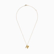 The 14K Yellow Gold Initial M Bubble Pendant is displayed on a thin chain against a plain white background.