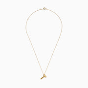 A 14K yellow gold chain necklace featuring a polished Initial T Bubble Pendant, shown on a plain white background.