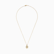 The DOro 14K Yellow Gold Diamond Clover Pendant is a delicate necklace featuring a sparkling diamond-encrusted clover pendant, shown on a plain white background.