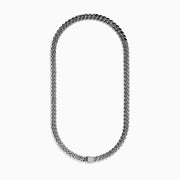 The Mens 925 Sterling Silver Diamond Cuban Link Chain features a box clasp with pave-set stones, shown on a plain white background—an essential piece for any men’s jewelry collection.