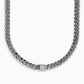 The Mens 925 Sterling Silver Diamond Cuban Link Chain features a box clasp with pave-set stones, shown on a plain white background—an essential piece for any men’s jewelry collection.