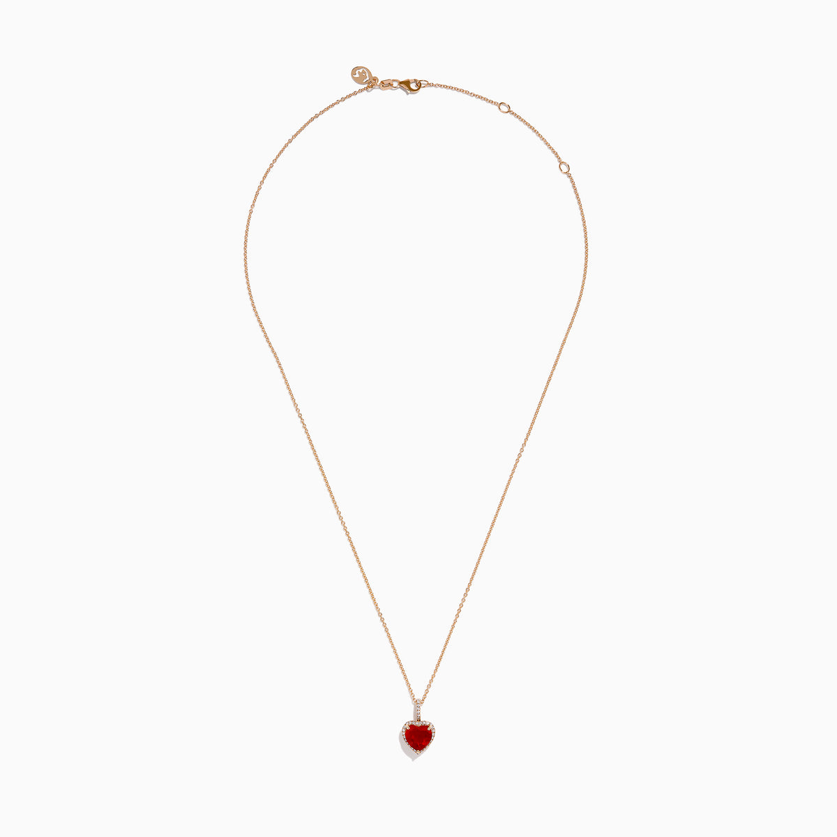 14K Rose Gold Fire Opal and Diamond Heart Halo Pendant
