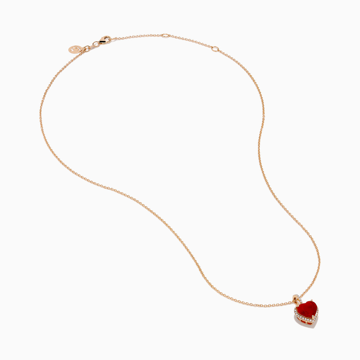 14K Rose Gold Fire Opal and Diamond Heart Halo Pendant