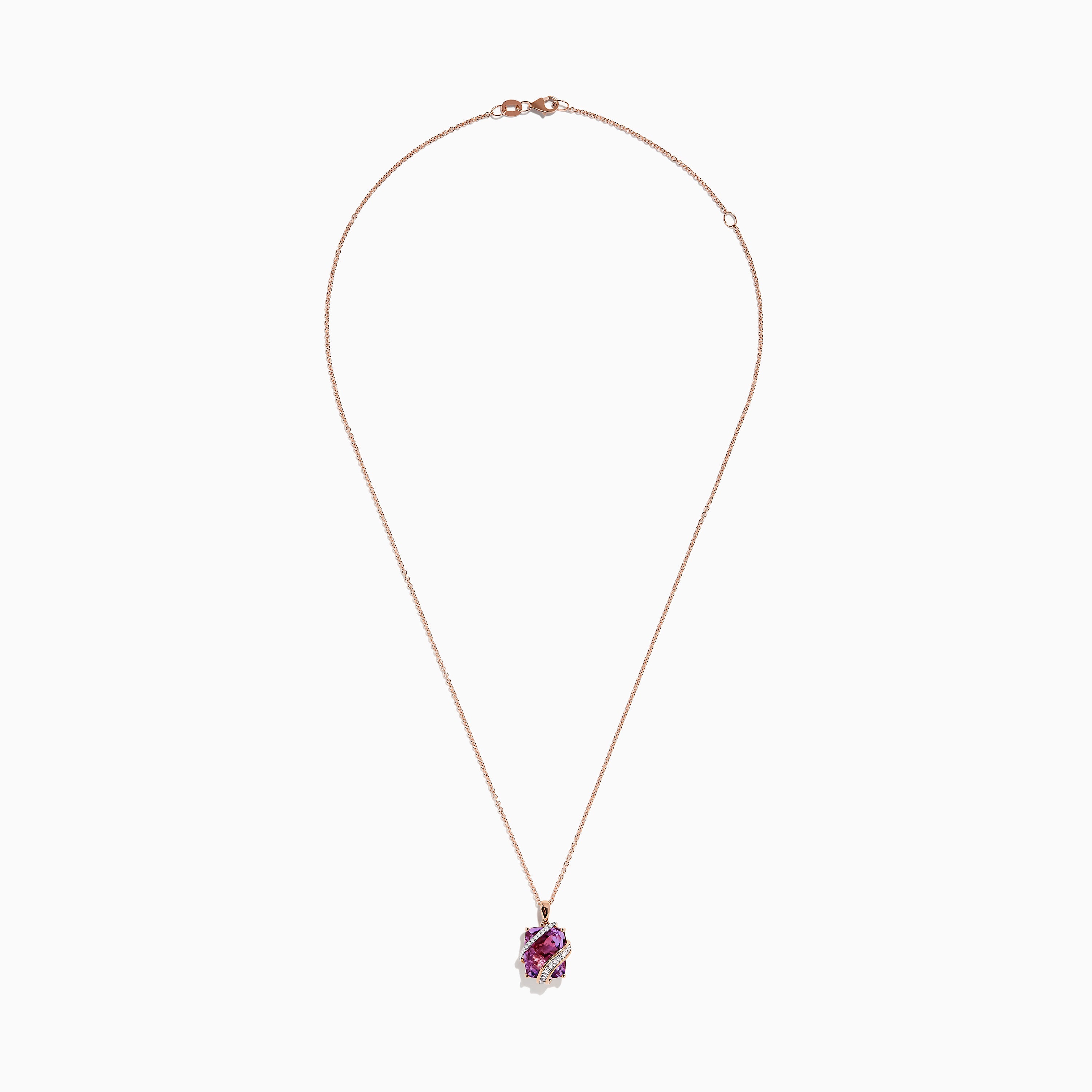 14K Rose Gold Pink Amethyst and Diamond Pendant – effyjewelry.com