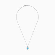 The Ocean Bleu 14K White Gold Blue Topaz and Diamond Pendant features a teardrop blue topaz encircled by a curved halo of sparkling diamonds, shown against a white background.