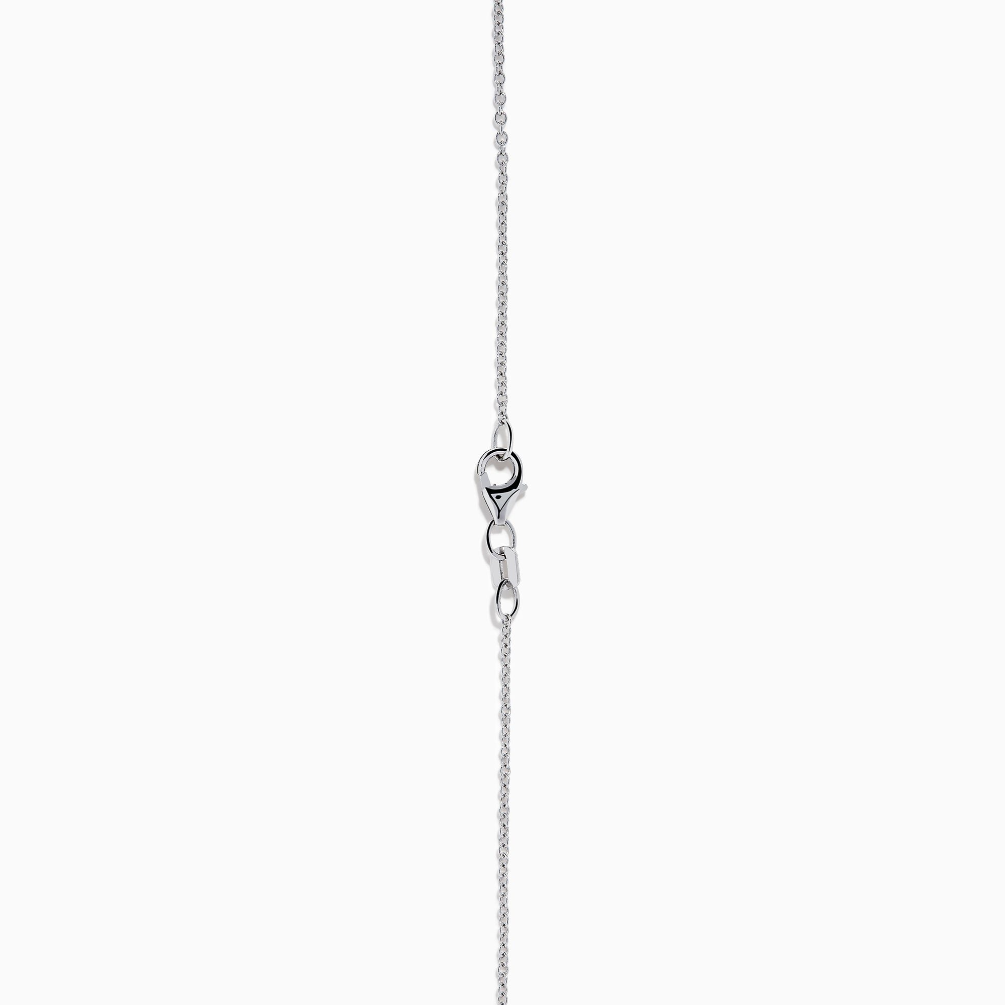 The Ocea Bleu 14K White Gold Blue Topaz and Diamond Pendant showcases a round blue topaz encircled by small diamonds, hanging from a delicate chain against a white background.