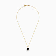 14K Yellow Gold Onyx and Diamond Cushion-Cut Solitaire Pendant