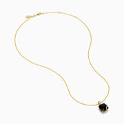 14K Yellow Gold Onyx and Diamond Cushion-Cut Solitaire Pendant