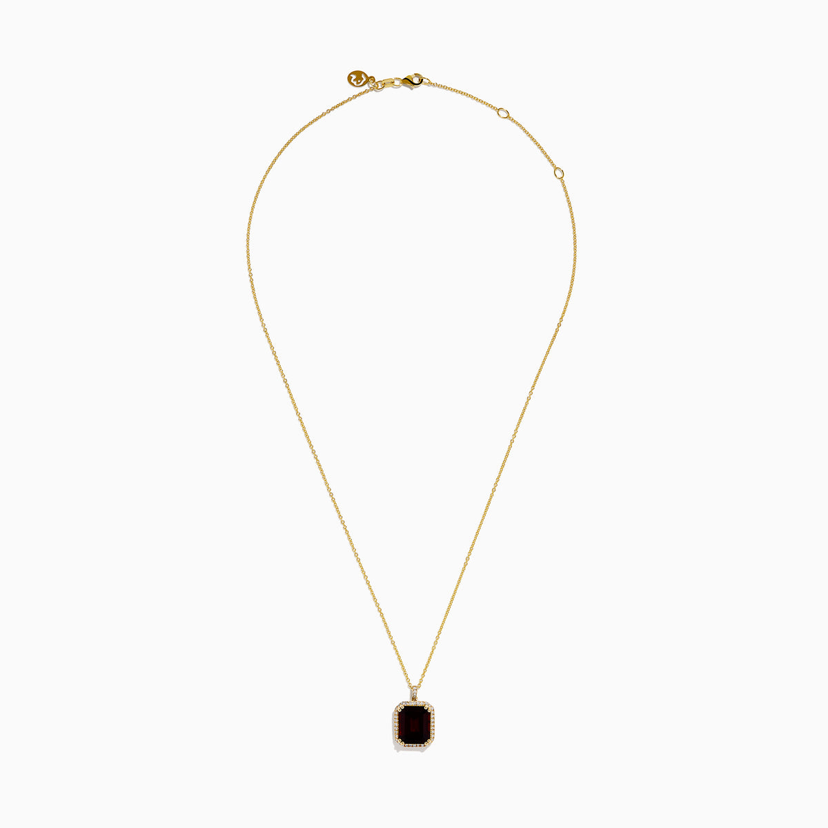14K Yellow Gold Garnet and Diamond Halo Pendant
