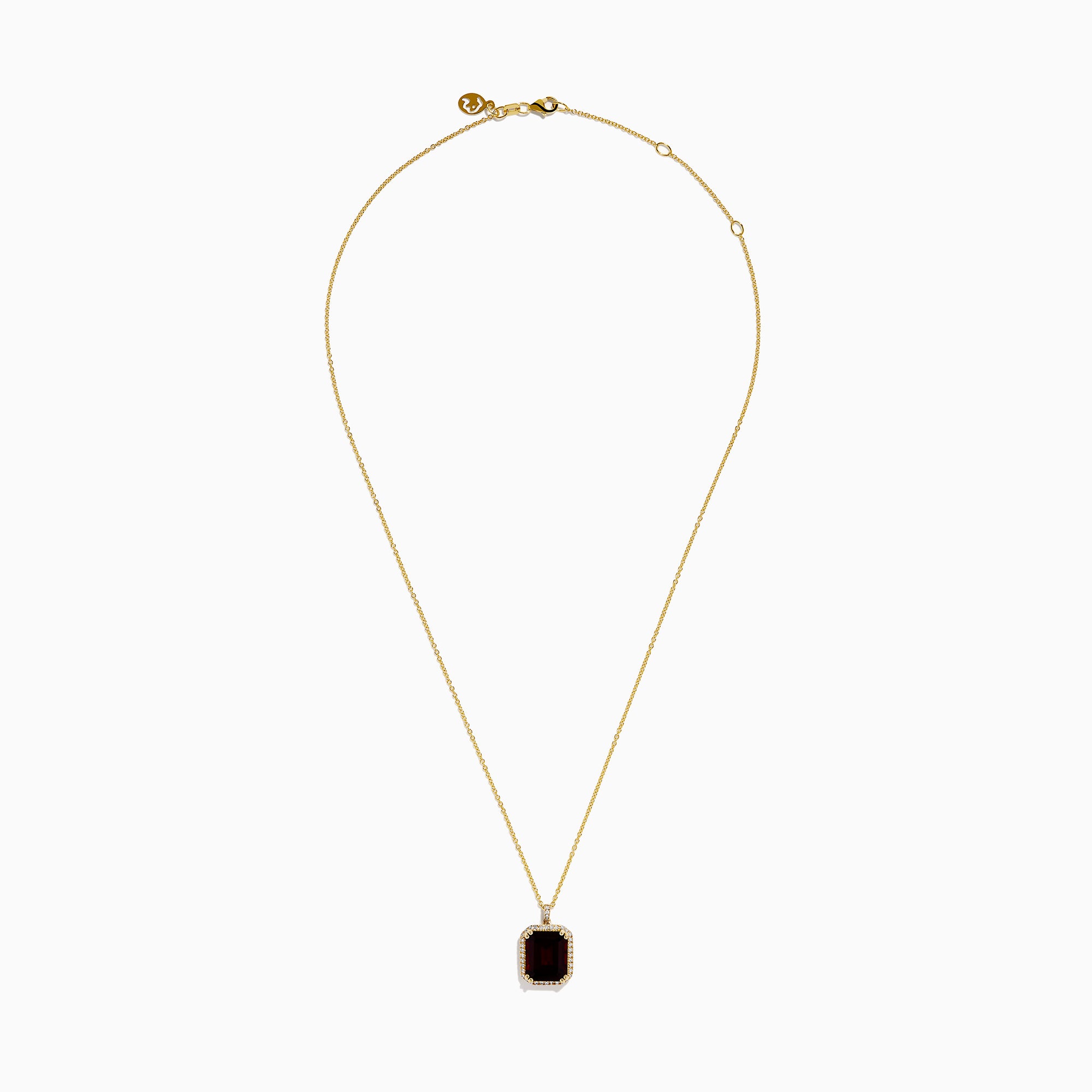 14K Yellow Gold Garnet and Diamond Halo Pendant