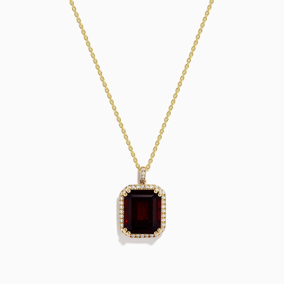 14K Yellow Gold Garnet and Diamond Halo Pendant