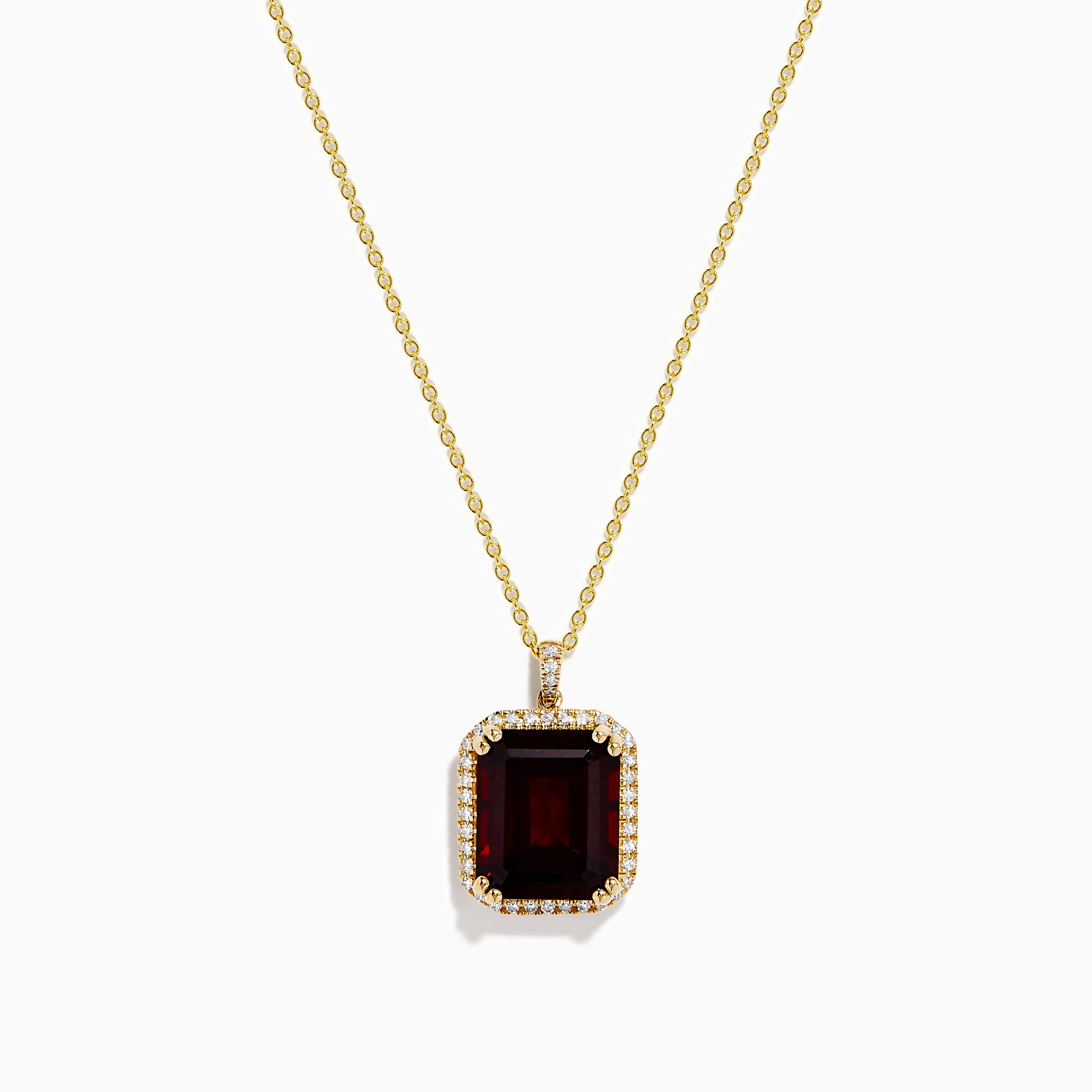 14K Yellow Gold Garnet and Diamond Halo Pendant