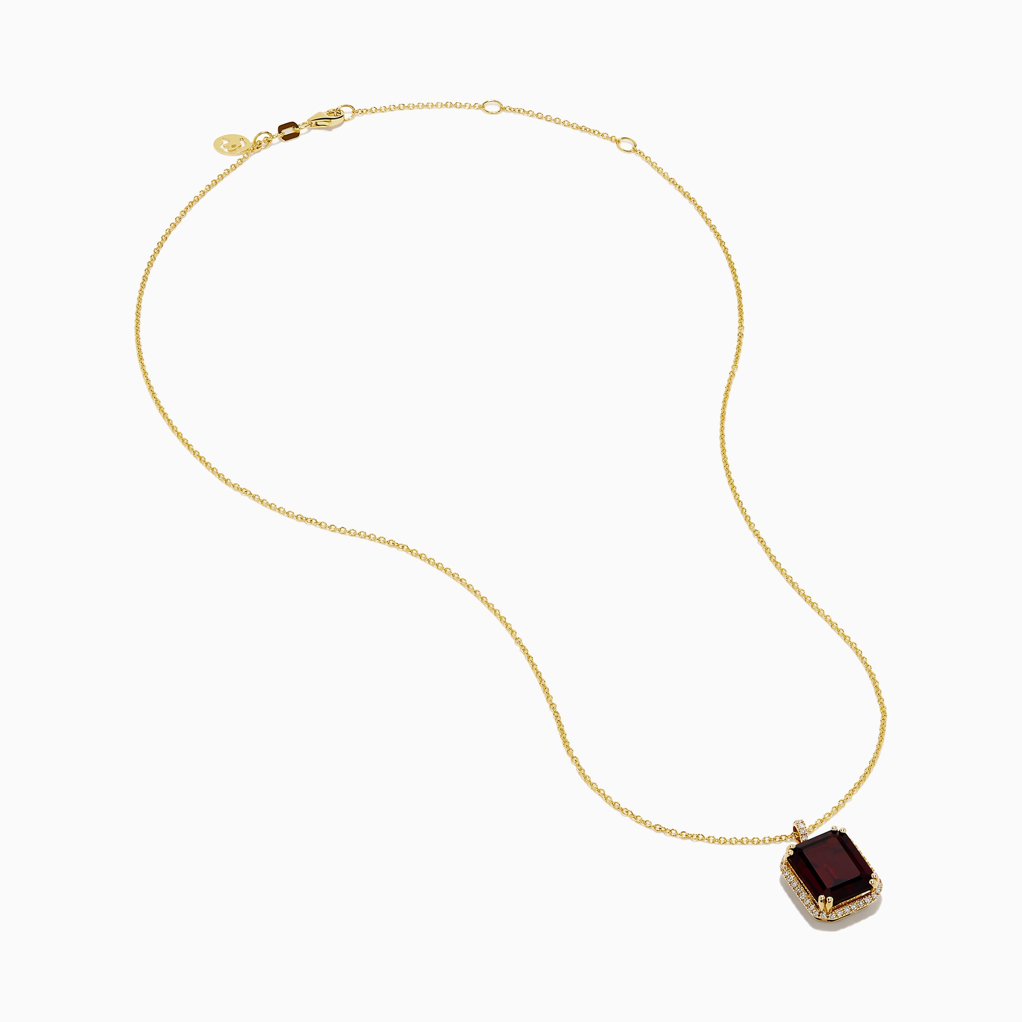 14K Yellow Gold Garnet and Diamond Halo Pendant