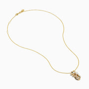 Aurora 14K Yellow Gold Opal and Diamond Leaf Pendant, adorned with sparkling gems and opal accents, showcased on a plain white background.