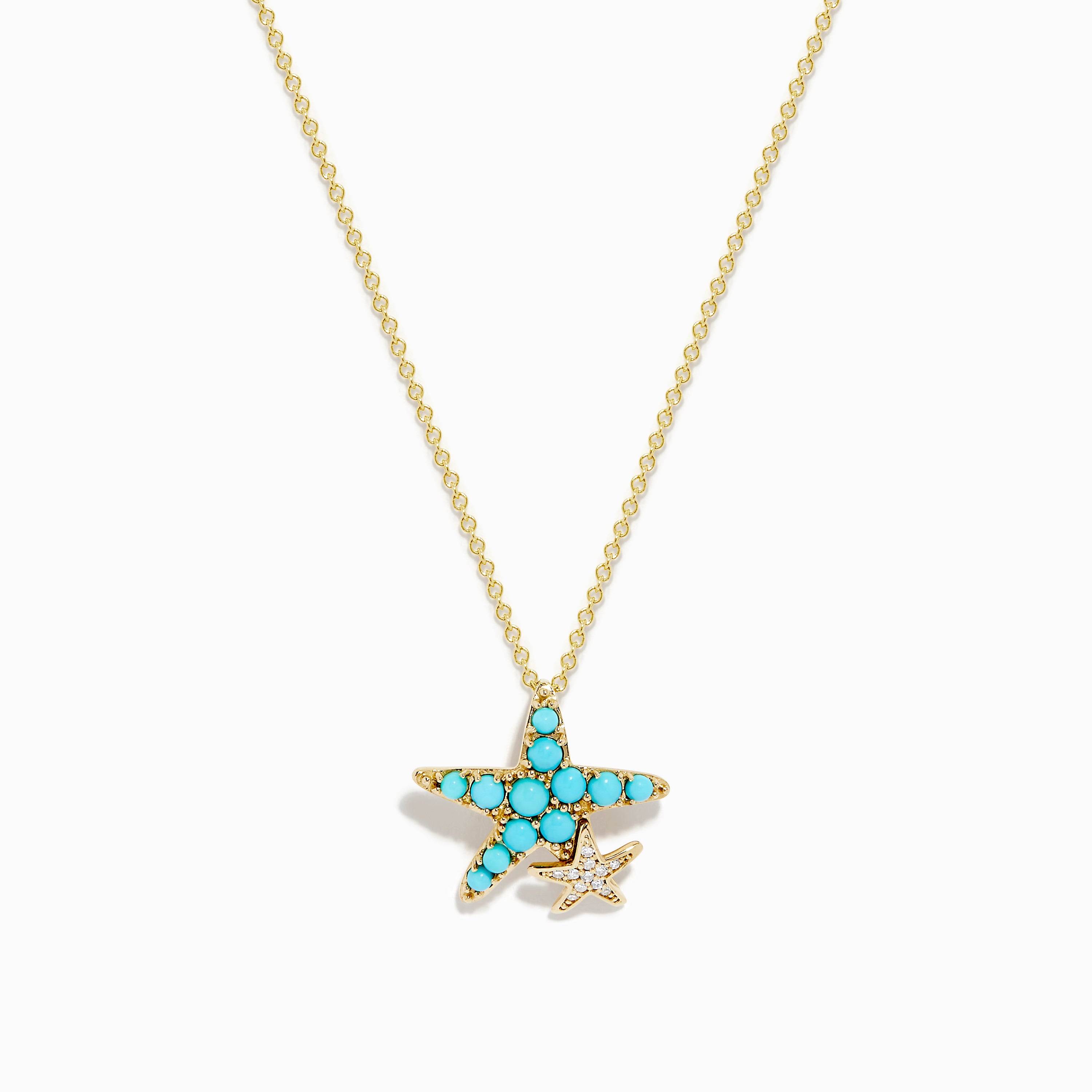 Effy Seaside 14K Yellow Gold Turquoise and Diamond Starfish Pendant