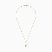 The Seaside 14K Yellow Gold Turquoise and Diamond Seahorse Pendant features a seahorse with a turquoise stone body and diamond accents on the tail, hanging from a delicate gold chain.