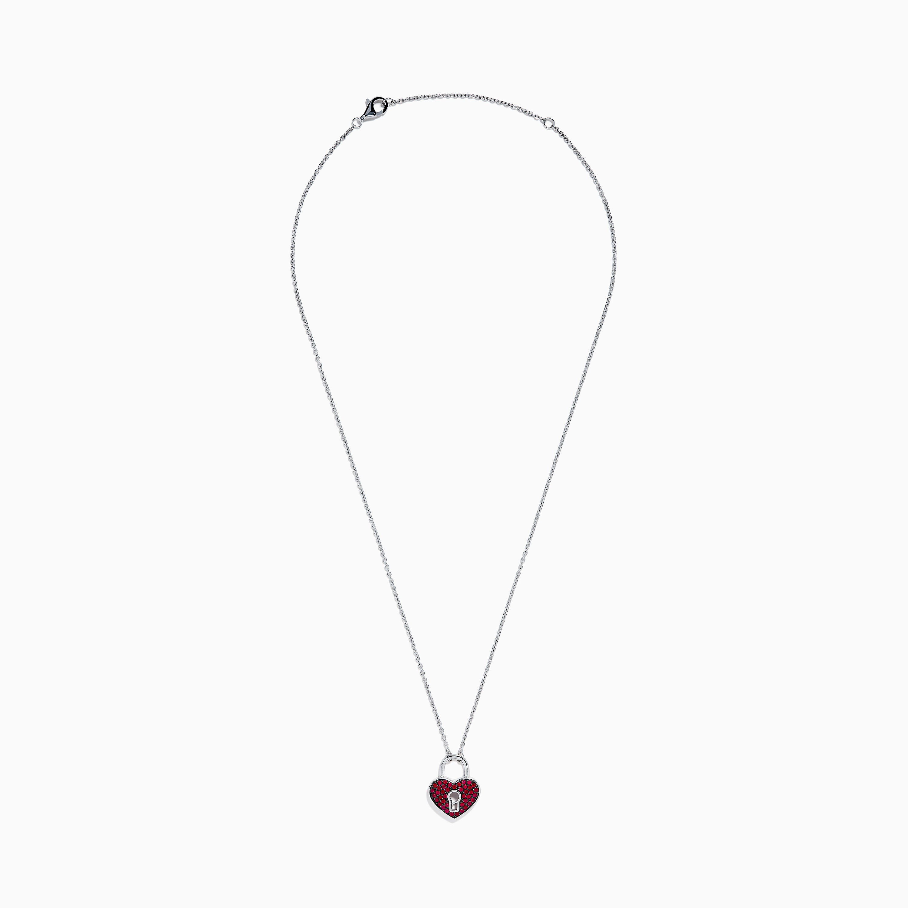 925 Sterling Silver Ruby Heart Lock Necklace – effyjewelry.com