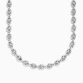 Close-up of the Mens 925 Sterling Silver Necklace, featuring oval-shaped links connected by smaller round links, crafted in 925 sterling silver and elegantly displayed on a white background—perfect for mens jewelry collections.