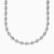 Close-up of the Mens 925 Sterling Silver Necklace, featuring oval-shaped links connected by smaller round links, crafted in 925 sterling silver and elegantly displayed on a white background—perfect for mens jewelry collections.