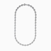 Close-up of the Mens 925 Sterling Silver Necklace, featuring oval-shaped links connected by smaller round links, crafted in 925 sterling silver and elegantly displayed on a white background—perfect for mens jewelry collections.
