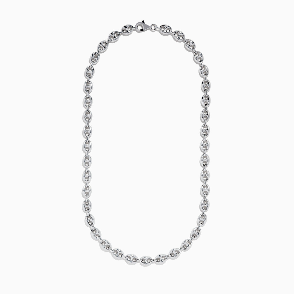 Close-up of the Mens 925 Sterling Silver Necklace, featuring oval-shaped links connected by smaller round links, crafted in 925 sterling silver and elegantly displayed on a white background—perfect for mens jewelry collections.