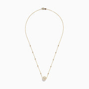 14K Yellow Gold South Sea Pearl Beaded Station Necklace