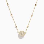14K Yellow Gold South Sea Pearl Beaded Station Necklace