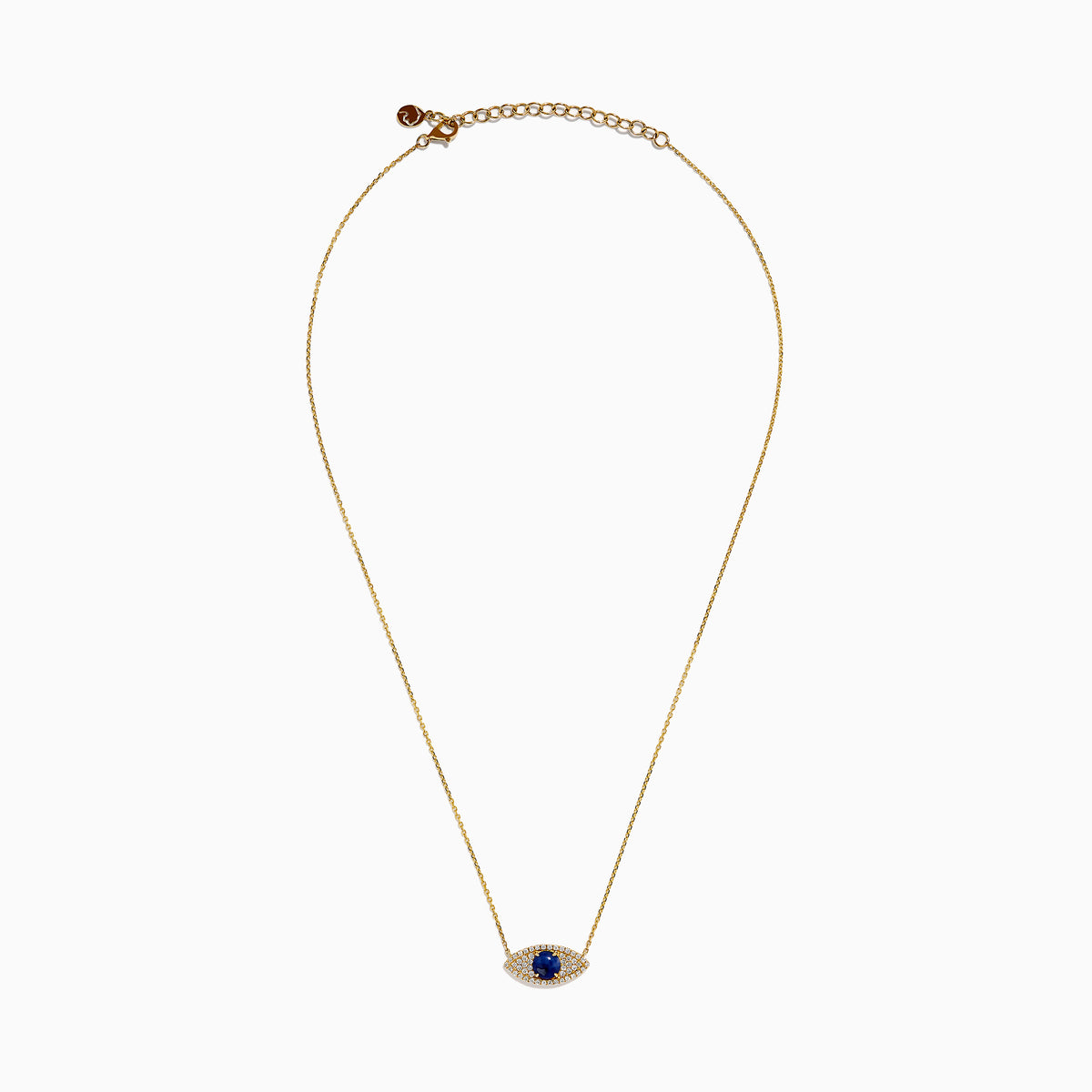 14K Yellow Gold Sodalite and Diamond Evil Eye Necklace