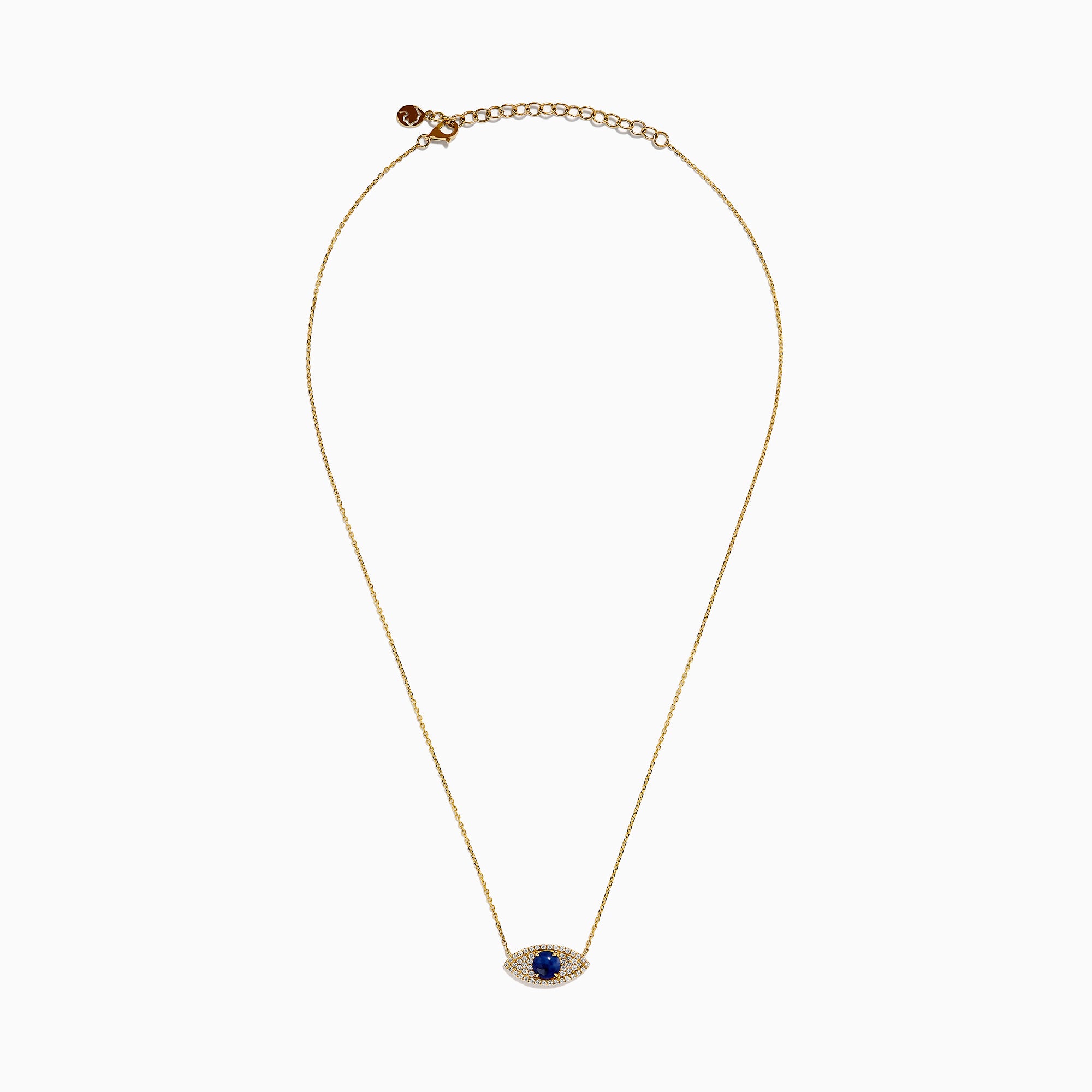 14K Yellow Gold Sodalite and Diamond Evil Eye Necklace