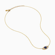14K Yellow Gold Sodalite and Diamond Evil Eye Necklace