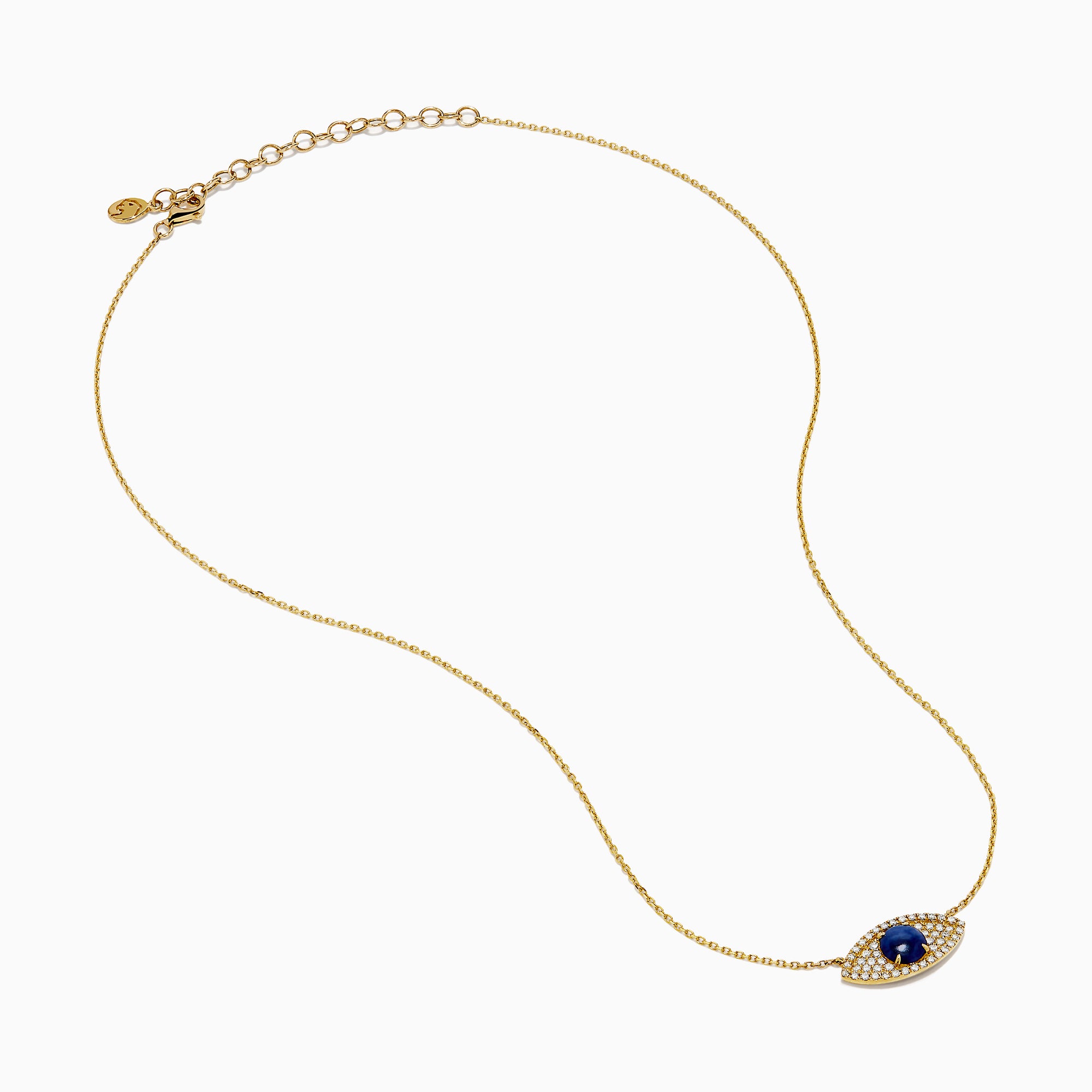 14K Yellow Gold Sodalite and Diamond Evil Eye Necklace