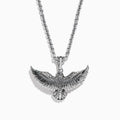 Mens 925 Sterling Silver Eagle Pendant: Features a thick silver chain and a detailed eagle with outstretched wings.
