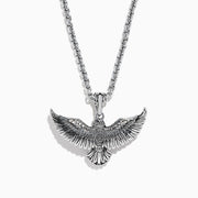 Mens 925 Sterling Silver Eagle Pendant: Features a thick silver chain and a detailed eagle with outstretched wings.
