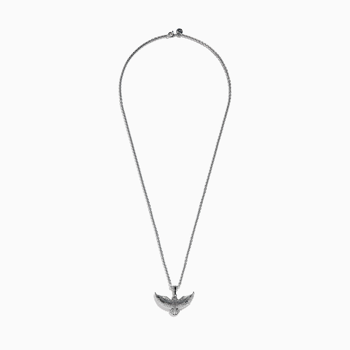 Mens 925 Sterling Silver Eagle Pendant: Features a thick silver chain and a detailed eagle with outstretched wings.