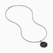 Discover the Men's 925 Sterling Silver Black Spinel Moth Pendant, featuring a detailed moth with a crescent moon above, all set against a black spinel-textured background—a unique and eye-catching accessory.