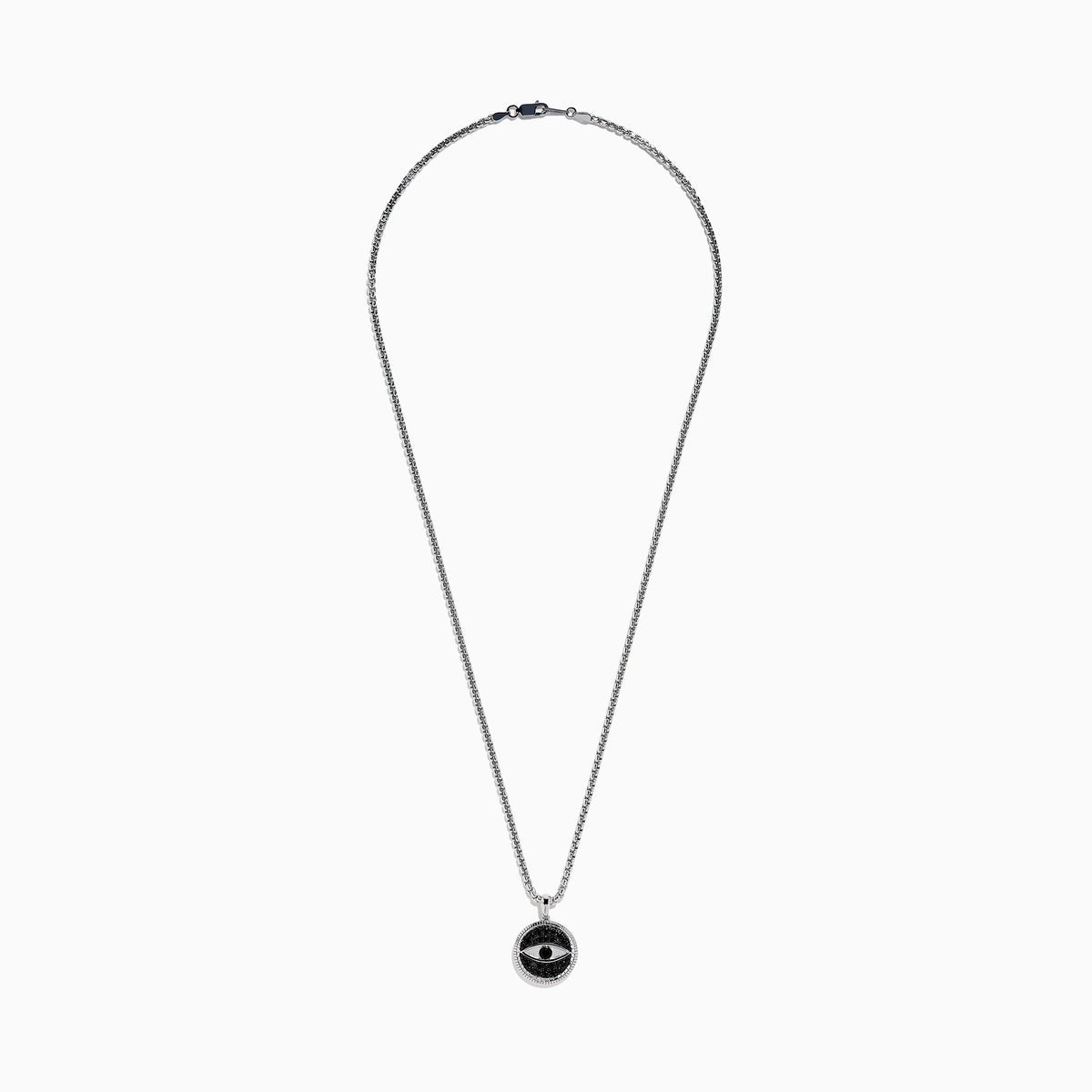 Men's Sterling Silver Black Spinel Evil Eye Pendant