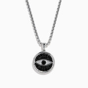 Men's Sterling Silver Black Spinel Evil Eye Pendant