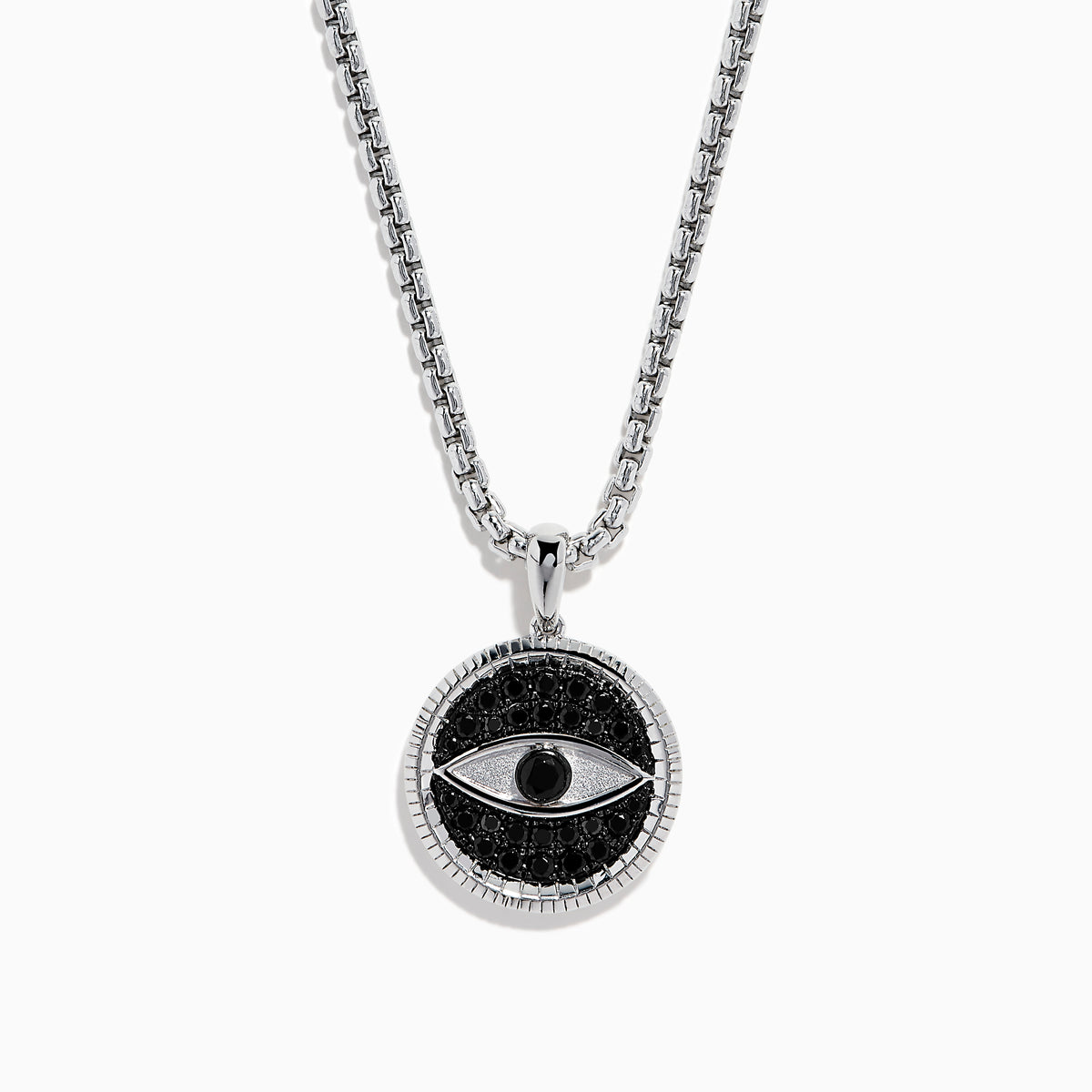 Men's Sterling Silver Black Spinel Evil Eye Pendant
