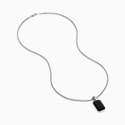 Men's Sterling Silver Onyx Emerald-Cut Bezel-Set Pendant