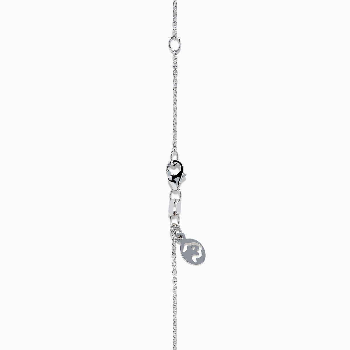 The Ocean Bleu 14K White Gold Blue Topaz and Diamond Pendant features a delicate chain and a four-petal flower blue topaz pendant accented with sparkling gemstones and a central diamond, set against a white background.