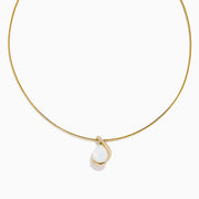 The Aurora 14K Yellow Gold Opal and Diamond Snake Chain features a teardrop opal pendant accented with a loop of small diamonds, displayed against a white background.
