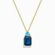 14K Yellow Gold London and Blue Topaz Two-Stone Pendant