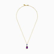 14K Yellow Gold Amethyst, Tanzanite and Diamond Drop Pendant