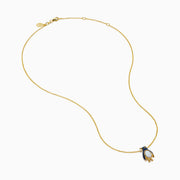 14K Yellow Gold Opal, Blue Sapphire and Black Diamond Penguin Pendant