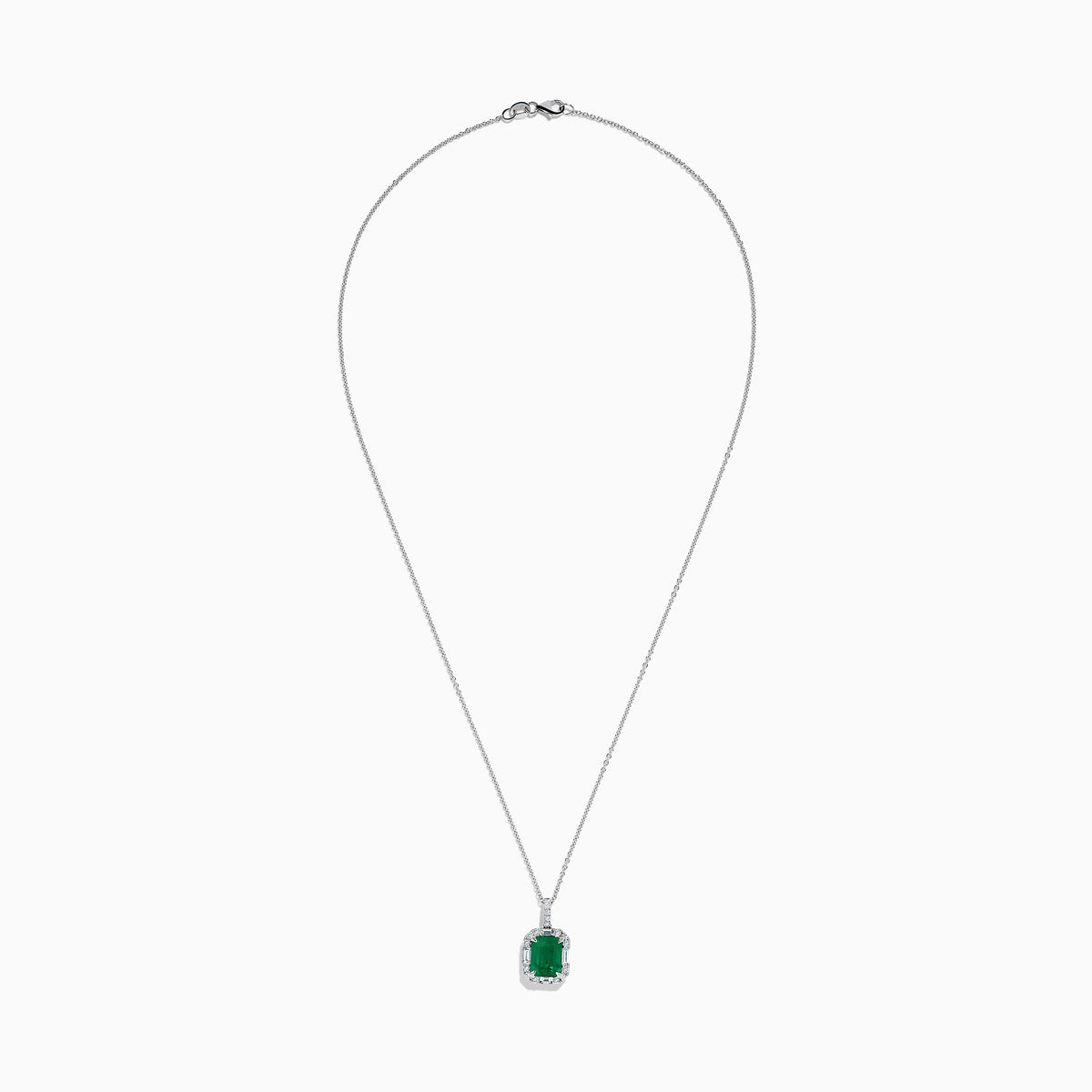 Effy Hematian18K White Gold Emerald and Diamond Halo Pendant