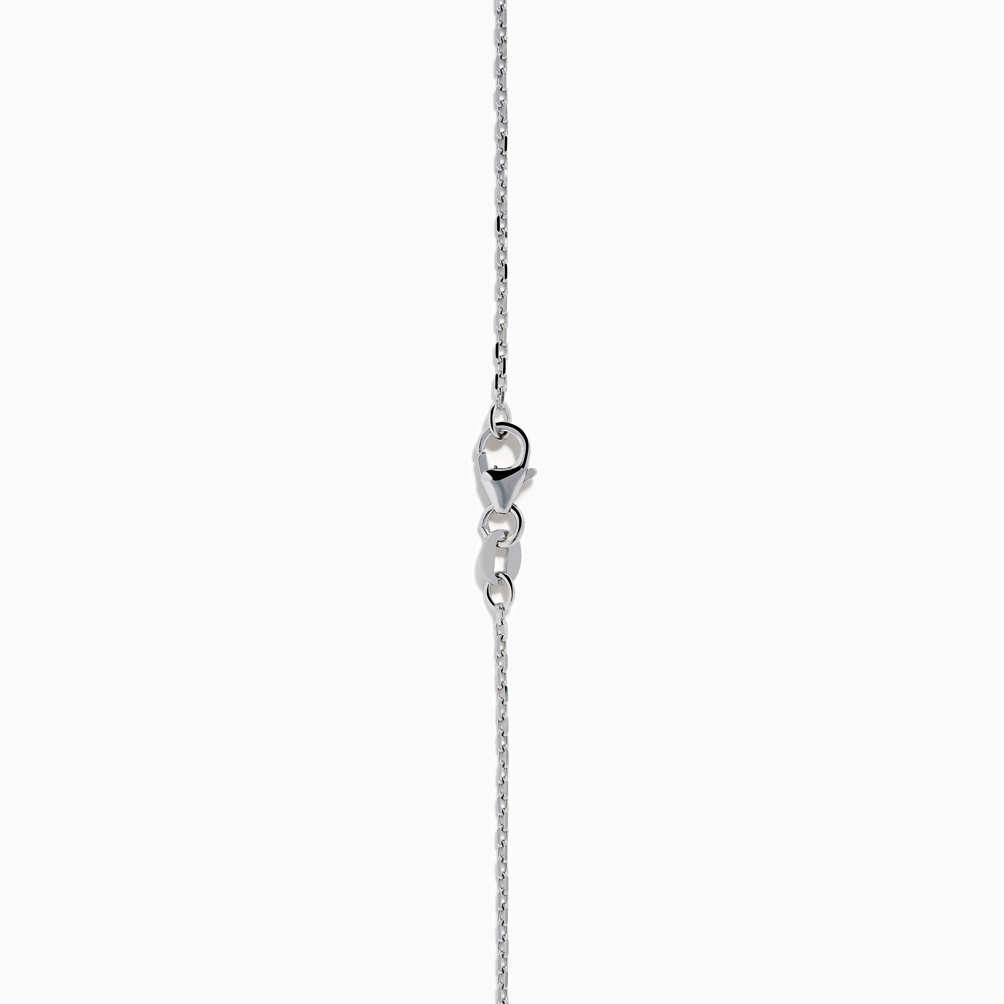 The 18K White Gold Diamond Shooting Star Lariat Pendant features a diamond teardrop, star, and pointed shapes, all set with sparkling diamonds.