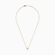 Lab Grown Diamond 1.00ct Hexagon Solitaire Necklace in 14K Yellow Gold—a striking gold chain necklace showcasing a hexagonal pendant with a central lab grown diamond, beautifully displayed on a white background.